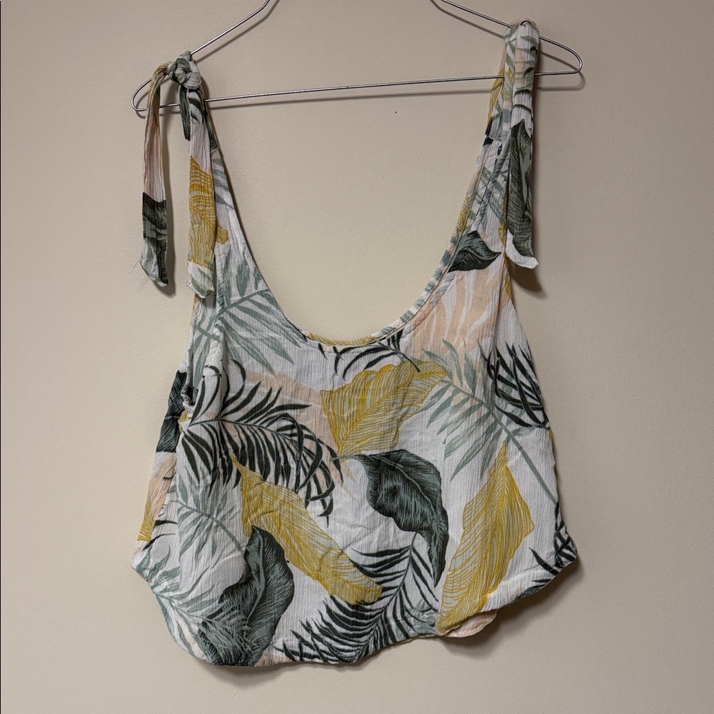 Rip Curl Leaf Print Tank Top - Yellow and Green